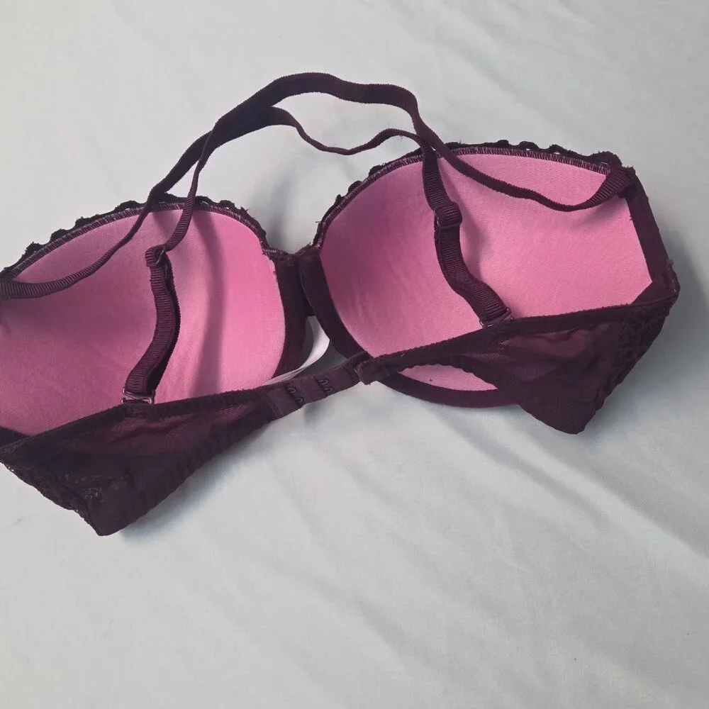 Trendy Victoria's Secret-Lace-Deep purple-Push-Up Bra 32DD-Sexy Lingerie - Picture 3 of 5